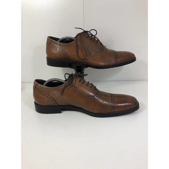 Gordan Rush Leather Percy Oxford Wing Tip Dress Shoes Brown Men\'s US 10.5